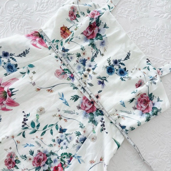 NWOT Lulus Sunny Posture Ivory Floral Sleeveless Midi Dress With Pockets Medium - Picture 8 of 8